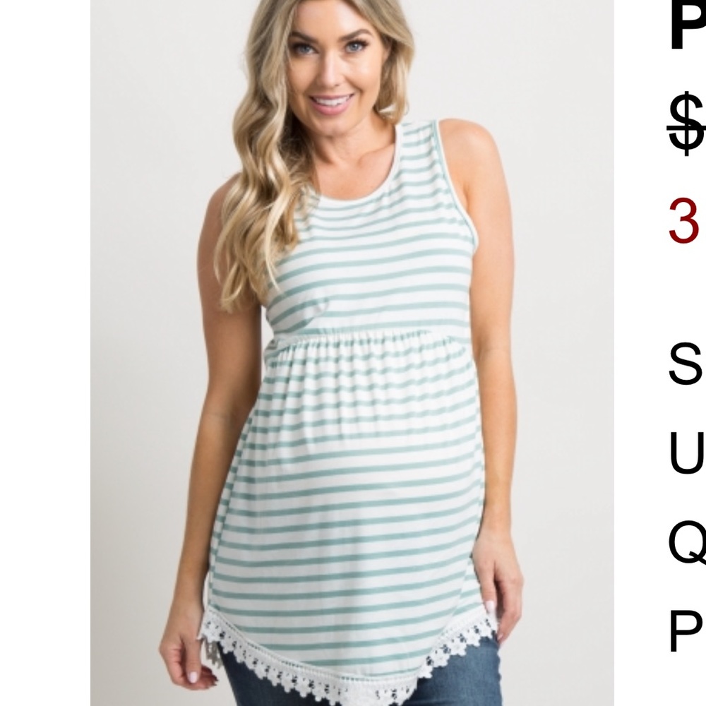 Pinkblush Mint Striped Sleeveless Peplum Tunic Maternity